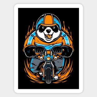 Panda warning helmet riding small bike Sticker